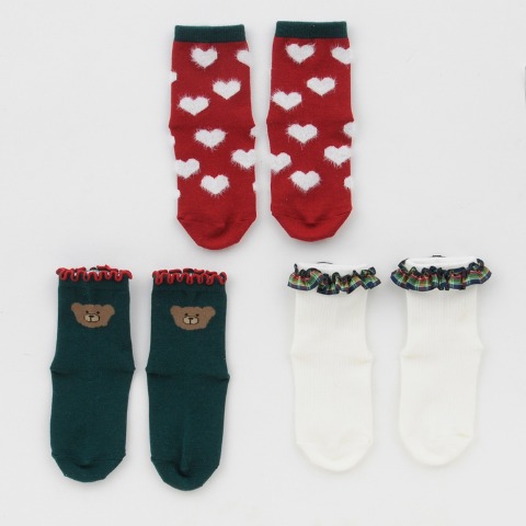 キッズ　３足組クルーソックス（15～20cm　MY LITTLE WONDER）