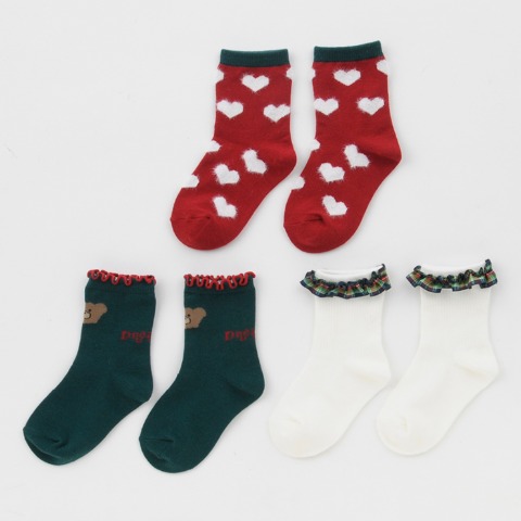 キッズ　３足組クルーソックス（15～20cm　MY LITTLE WONDER）