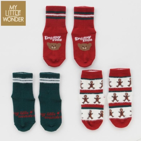 キッズ　３足組クルーソックス（15～20cm　MY LITTLE WONDER）
