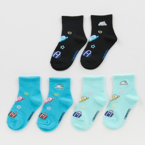 キッズ　クルーソックス3足組（15-20cm・シナモロール）