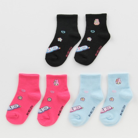 キッズ　クルーソックス3足組（15-20cm・マイメロディ）