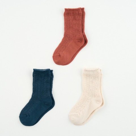 キッズ　３足組クルーソックス（15～20cm &mignon）