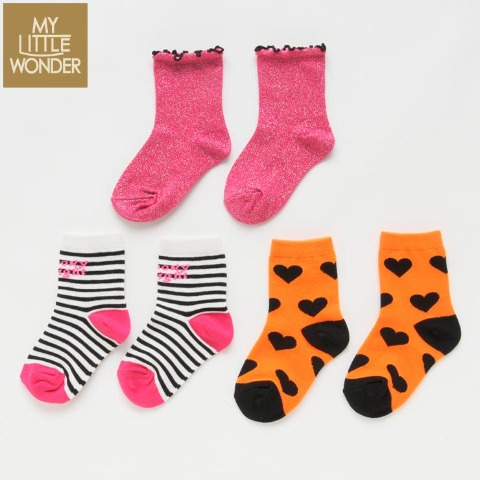キッズ　３足組クルーソックス（15～20cm　MY LITTLE WONDER）