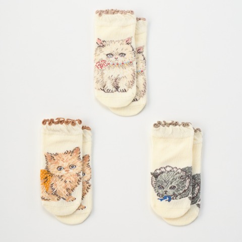 キッズ ショートクルーソックス（13～18cm Cottoli/yukiemon）