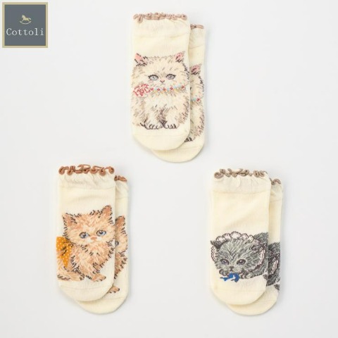 キッズ ショートクルーソックス（13～18cm Cottoli/yukiemon）