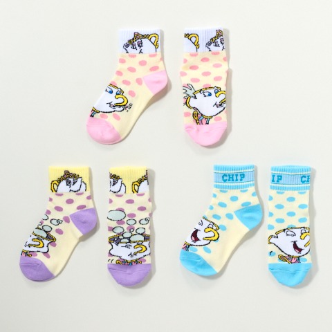 キッズ　3足組クルーソックス（15～20cm・Disney）