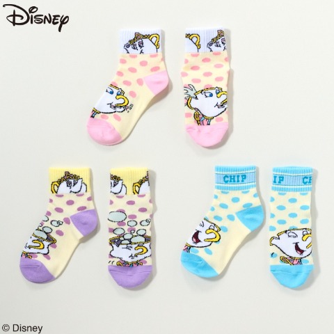 キッズ　3足組クルーソックス（15～20cm・Disney）