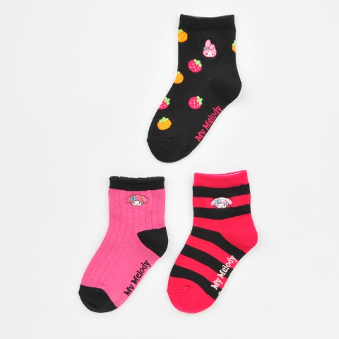 キッズ　クルーソックス3足組（15-20cm・マイメロディ）