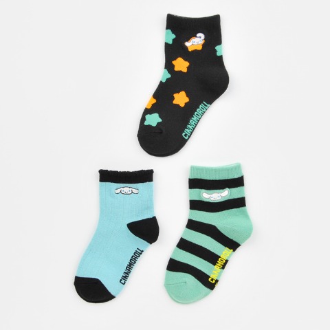 キッズ　クルーソックス3足組（15-20cm・シナモロール）