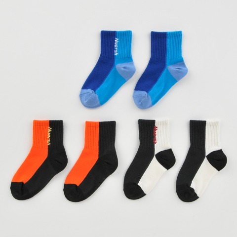 キッズ　３足組クルーソックス（15-20cm・19-24cm　Nuersh）