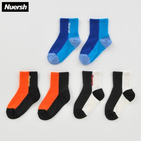 キッズ　３足組クルーソックス（15-20cm・19-24cm　Nuersh）