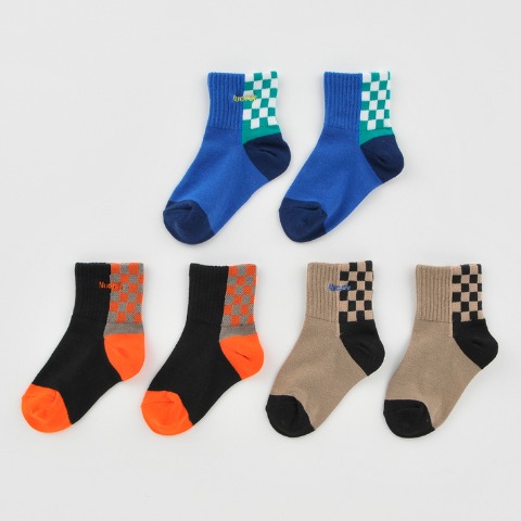 キッズ　３足組クルーソックス（15-20cm・19-24cm　Nuersh）