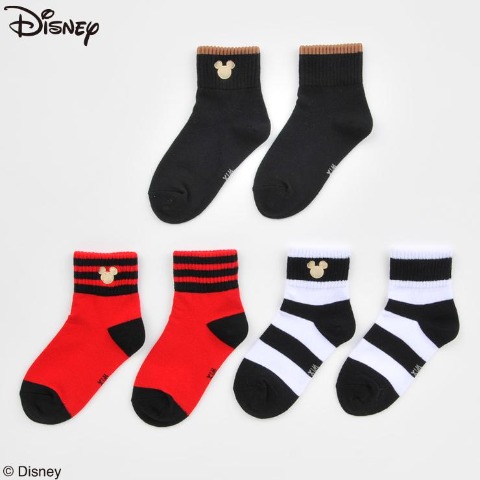 キッズ　3足組クルーソックス(15～20cm　Disney)
