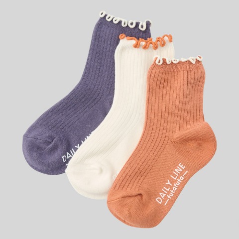 キッズ　３足組クルーソックス（15～20cm　DAILY　LINE）