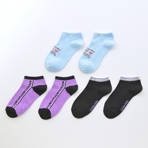 ジュニア　3足組スニーカーインソックス（19-24cm・ポリジン）