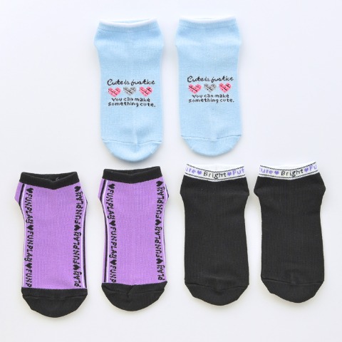 ジュニア　3足組スニーカーインソックス（19-24cm・ポリジン）