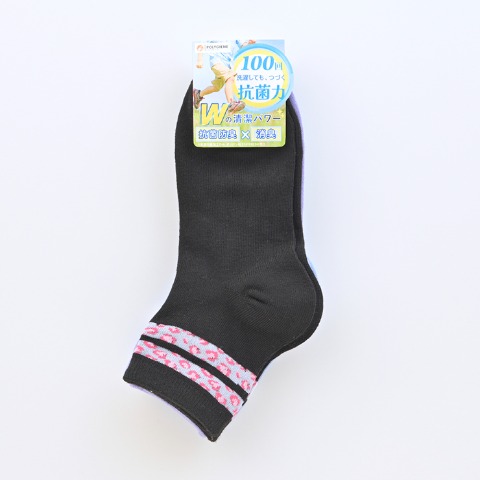 ジュニア　3足組ショートクルーソックス（19-24cm・ポリジン）