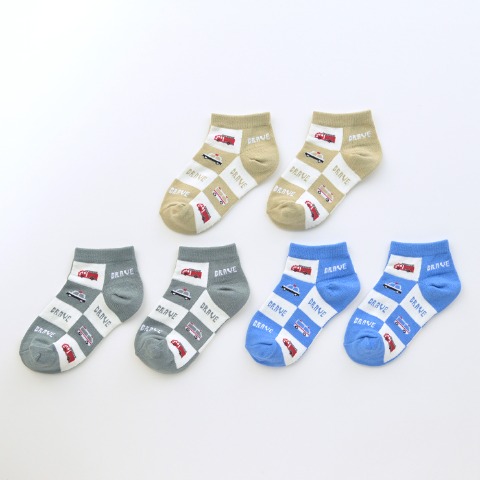 キッズ　3足組スニーカーインソックス（15-20cm・ポリジン）