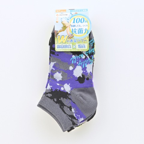 ジュニア　3足組スニーカーインソックス（19-24cm・ポリジン）