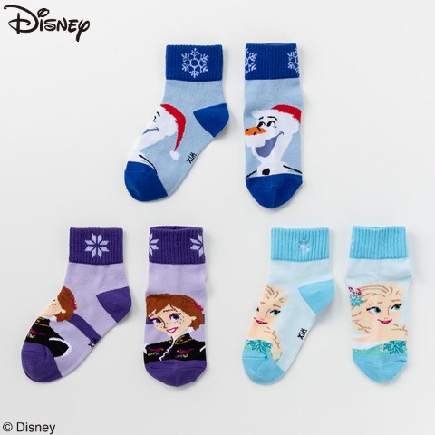 キッズ　3足組クルーソックス（15～20cm・Disney）