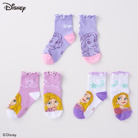 キッズ　3足組クルーソックス（15～20cm・Disney）