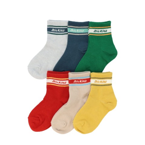 キッズ　6足組ショートクルーソックス（15～20cm　Dickies）