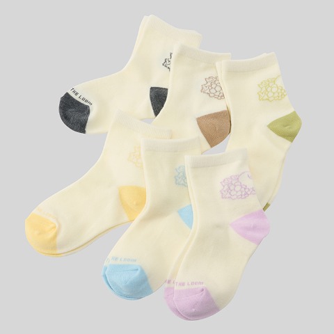 キッズ　6足組ショートクルーソックス（15～20cm　FRUIT OF THE LOOM）