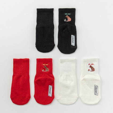 キッズ　3足組クルーソックス（15～20・19～24cm　Coleman）