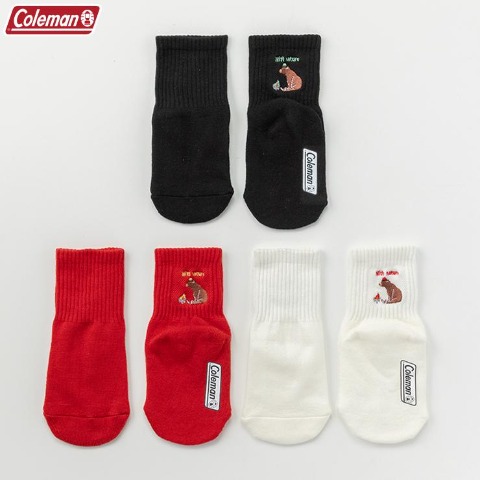 キッズ　3足組クルーソックス（15～20・19～24cm　Coleman）