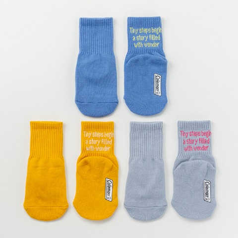 キッズ　3足組クルーソックス（15～20・19～24cm　Coleman）