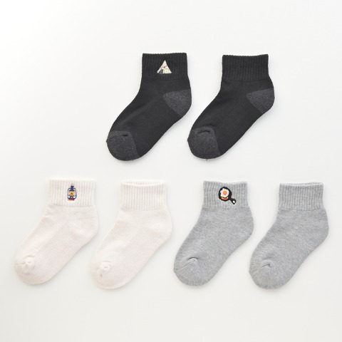 キッズ　3足組ソックス（15-20cm　19-24cm　ホカロン×テンモン家族）