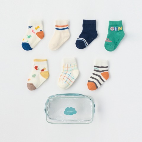 キッズ　福袋　7足組ショートクルーソックス（15～20cm　futafuta）