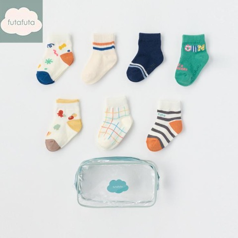 キッズ　福袋　7足組ショートクルーソックス（15～20cm　futafuta）