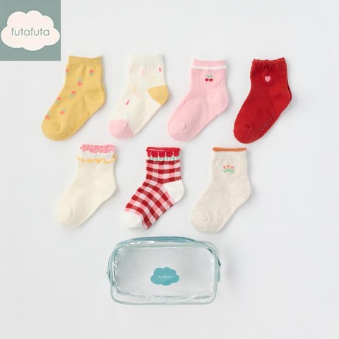 キッズ　福袋　7足組ショートクルーソックス（15～20cm　futafuta）