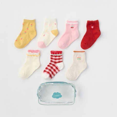 キッズ　福袋　7足組ショートクルーソックス（15～20cm　futafuta）