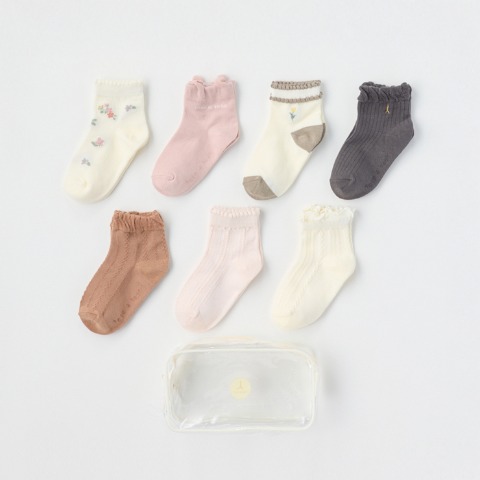 キッズ　福袋　7足組ショートクルーソックス（15～20cm　tete a tete）