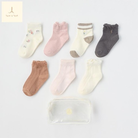 キッズ　福袋　7足組ショートクルーソックス（15～20cm　tete a tete）