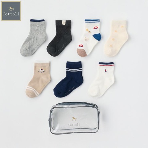 キッズ　福袋　7足組ショートクルーソックス（13～18cm　Cottoli）