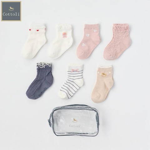 キッズ　福袋　7足組ショートクルーソックス（13～18cm　Cottoli）