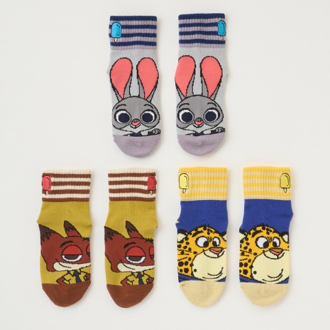 キッズ　3足組クルーソックス（15～20cm・Disney）
