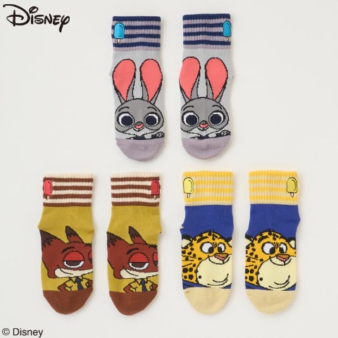 キッズ　3足組クルーソックス（15～20cm・Disney）