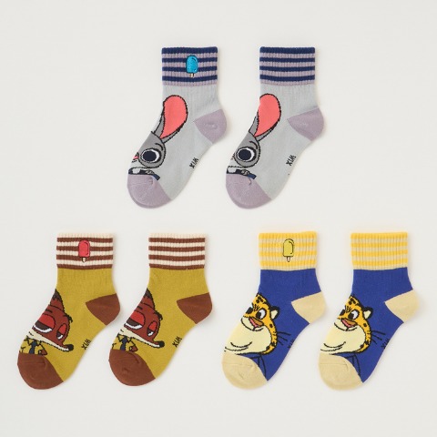キッズ　3足組クルーソックス（15～20cm・Disney）