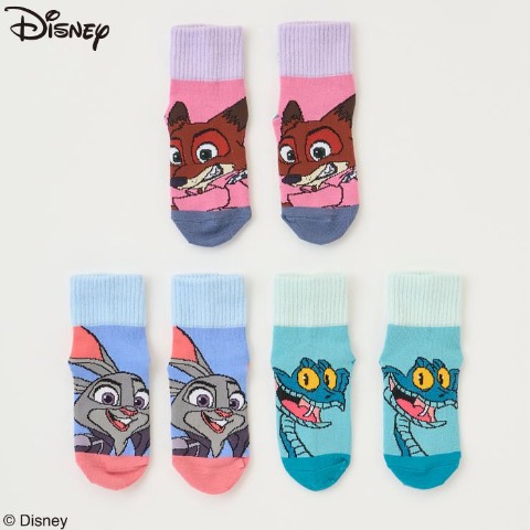 キッズ　3足組クルーソックス（15～20cm・Disney）