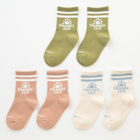 キッズ　３足組クルーソックス（15～20cm　Solberry Jam）