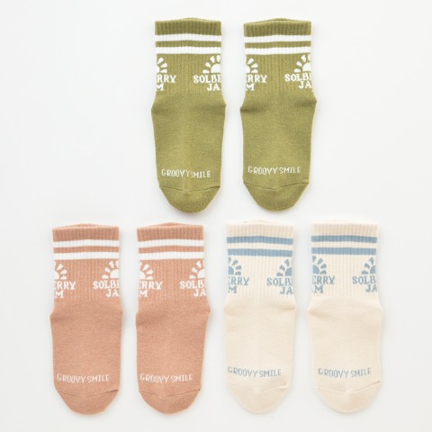 キッズ　３足組クルーソックス（15～20cm　Solberry Jam）