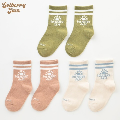 キッズ　３足組クルーソックス（15～20cm　Solberry Jam）