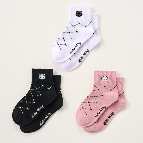 キッズ　クルーソックス3足組（15-20cm・ハローキティ）