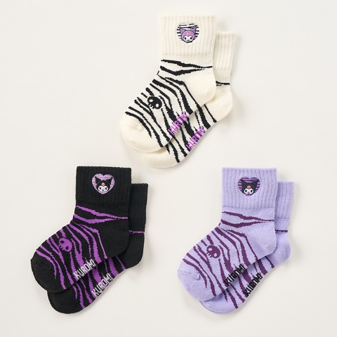 キッズ　クルーソックス3足組（15-20cm・クロミ）