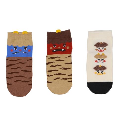 キッズ　3足組ショートクルーソックス（15～20cm　HugChumFriends）