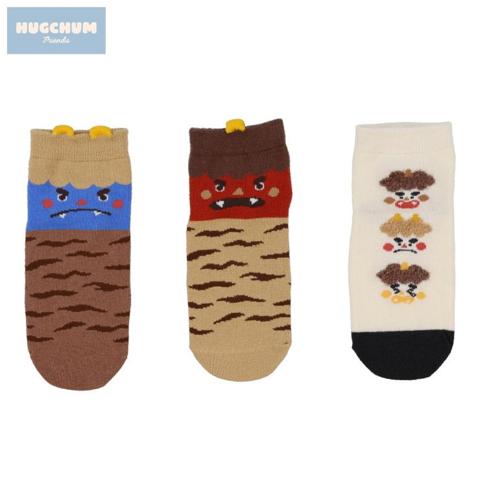 キッズ　3足組ショートクルーソックス（15～20cm　HugChumFriends）
